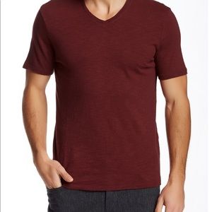 Vince slub V neck t shirt dark red XXL